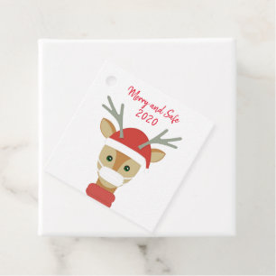 Étiquettes Cadeau Rindeer en Masque Visage Joyeux et sécuritaire 202