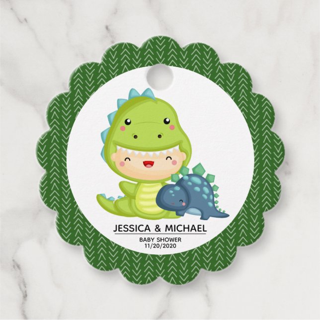 Étiquettes Cadeau Roar C'est un Baby shower de dinosaures (Devant)