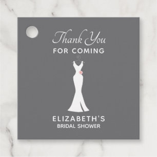 Étiquettes Cadeau Robe blanche élégante sur gris - Mariage élégant