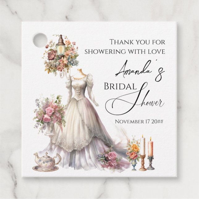 Étiquettes Cadeau Robe de Mariée Fantaisiste Victorienne Enterrement (Devant)