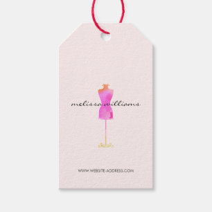 Étiquettes-cadeau Robe rose Aquarelle Mannequin Boutique II