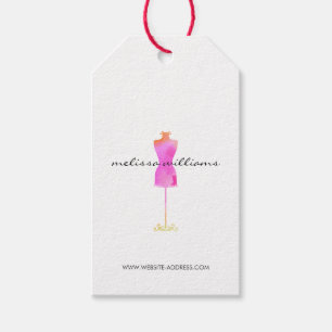 Étiquettes-cadeau Robe rose Aquarelle Mannequin Mode Boutique