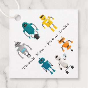 Étiquettes Cadeau Robots mignons Droids Anniversaire Merci modifiabl