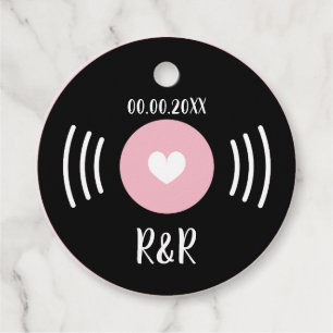 Étiquettes Cadeau Rock et rouleau vinyle marque cadeau de mariage