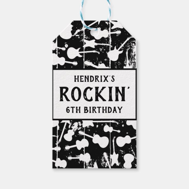 Étiquettes-cadeau Rock & Roll Guitar Birthday Party Napkins (Devant)