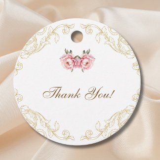 Étiquettes Cadeau Rococo rose Vintage Peony Baby shower Merci