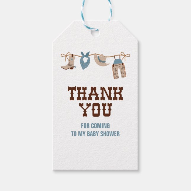 Étiquettes-cadeau Rodeo Western Cowboy Baby shower (Devant)