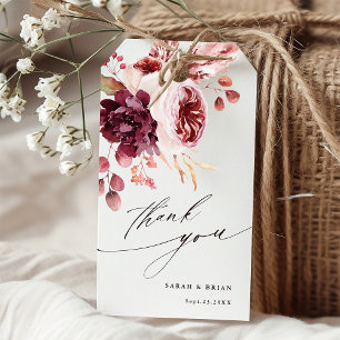 Étiquettes-cadeau Romance d'Automne Élégant Fleur d'Aquarelle Merci