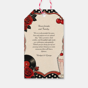 Étiquettes-cadeau Romance de mariage Rockabilly rétro Cherry Rose