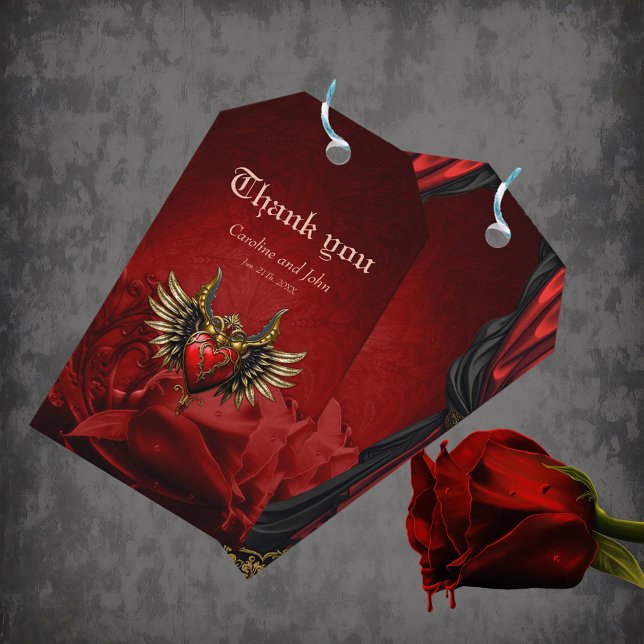 Étiquettes-cadeau Romance gothique, coeur de la passion. (Créateur téléchargé)