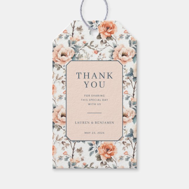 Étiquettes-cadeau Romantic Peach Floral (Devant)