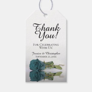 Étiquettes-cadeau Romantique Élégant Rose Turquoise Merci Mariage