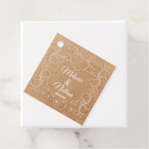 Étiquettes Cadeau Romantique Rustique Coeur Orné Dentelle Personnali