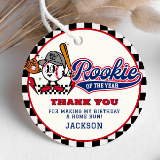 Étiquettes Cadeau Rookie De L'Année Baseball Anniversaire Fête Perso