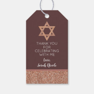 Étiquettes-cadeau Rose bat mitzvah Gold Star De David Merci