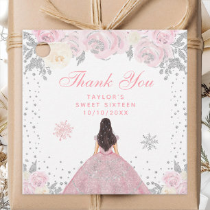 Étiquettes Cadeau Rose Brunette Hiver Princesse Douze Ans
