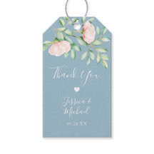 Rose d'aquarelle Merci Mariage bleu Dusty