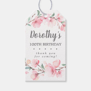 Étiquettes-cadeau Rose Floral 100e anniversaire Merci Favor Tags