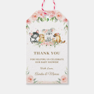Étiquettes-cadeau Rose Floral mignonne Baby shower d'animaux austral