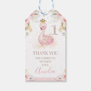 Étiquettes-cadeau Rose Floral Rose Princess Swan 1er anniversaire