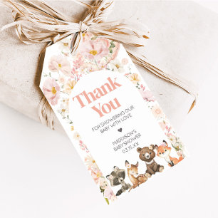 Étiquettes-cadeau Rose Floral Woodland Animal Baby shower Favoriser 