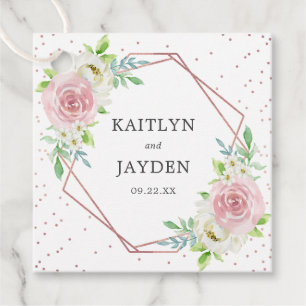 Étiquettes Cadeau Rose géométrique chic Gold Foil Mariage floral