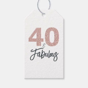 Étiquettes-cadeau Rose Gold 40 ans et Fabuleuse 40e Anniversaire