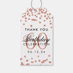 Étiquettes-cadeau Rose Gold 60th Birthday Merci Parties scintillant