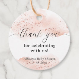Étiquettes Cadeau Rose gold aquarelle rose blanc merci