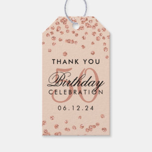 Étiquettes-cadeau Rose Gold Blush 50e anniversaire Merci Confetti