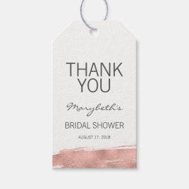 Étiquettes-cadeau Rose Gold Brushstroke Fête des mariées Merci Tags