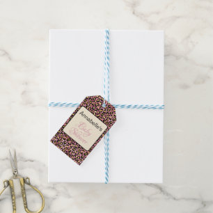 Étiquettes-cadeau Rose Gold Chic Motif Léopard Baby Shower