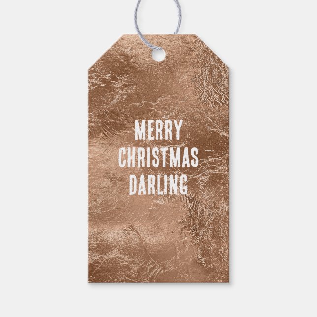 Étiquettes-cadeau Rose Gold Chic Pailleté Brillante (Devant)