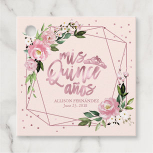 Étiquettes Cadeau Rose Gold Floral Quinceañera