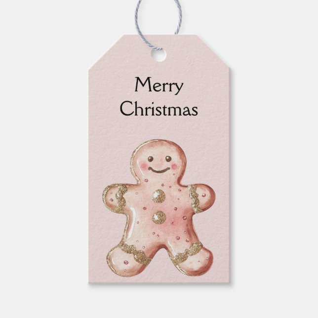 Étiquettes-cadeau Rose Gold Gingerbread Cookie (Devant)