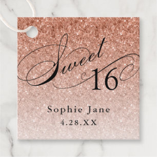 Étiquettes Cadeau Rose Gold Glam Parties scintillant Sweet 16 Person