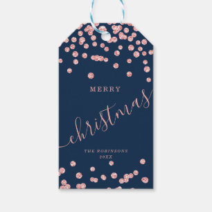 Étiquettes-cadeau Rose Gold Noël Parties scintillant de Noël Confe