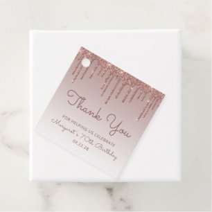 Étiquettes Cadeau Rose Gold Parties scintillant Drip 70th Birthday P