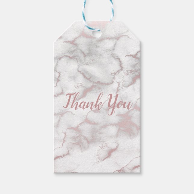Étiquettes-cadeau Rose Gold Rose Marbre Moderne Chic Tendance Fête (Devant)