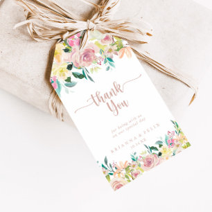 Étiquettes-cadeau Rose Gold Spring Floral Mariage Merci