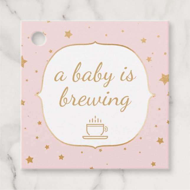 Étiquettes Cadeau Rose Gold Stars Un bébé brasse merci (Devant)