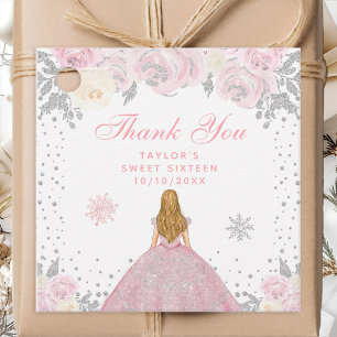 Étiquettes Cadeau Rose Hiver Blonde Cheveux Princesse Douze Ans