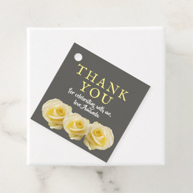 Étiquettes Cadeau Rose jaune Floral Merci d'anniversaire (En situation)