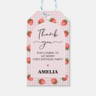 Étiquettes-cadeau Rose moderne En vichy Berry Sweet 1er anniversaire