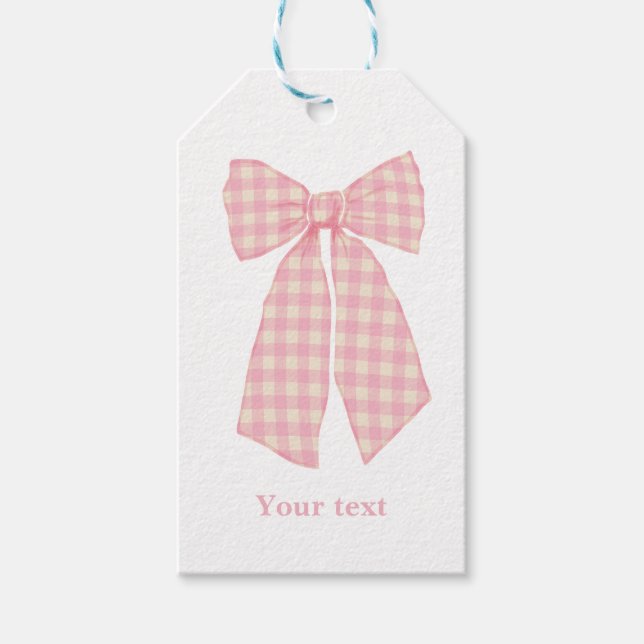 Étiquettes-cadeau Rose moderne En vichy romantique Coquette Bow (Devant)
