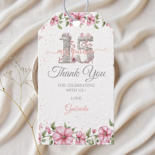 Étiquettes-cadeau Rose Pâle Argent Mes Quinze Ans Quinceañera