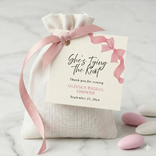 Étiquettes Cadeau Rose Pâle Nœud Elle Attache le Nœud Réception de M
