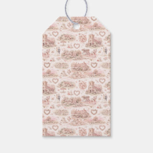 Étiquettes-cadeau Rose Pâle Village Anglais Mariage Aquarelle