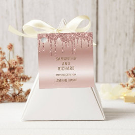 Étiquettes Cadeau Rose Parties scintillant à goutte d'or brillant mé