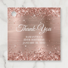 Étiquettes Cadeau Rose Parties scintillant or Monogramme 30e anniver